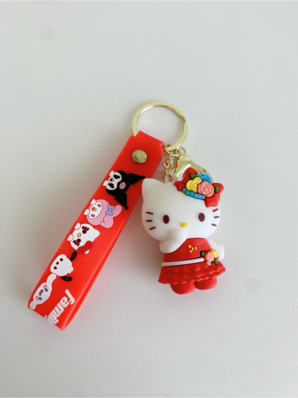 Red Hello Kitty Charm Keychain with Strap